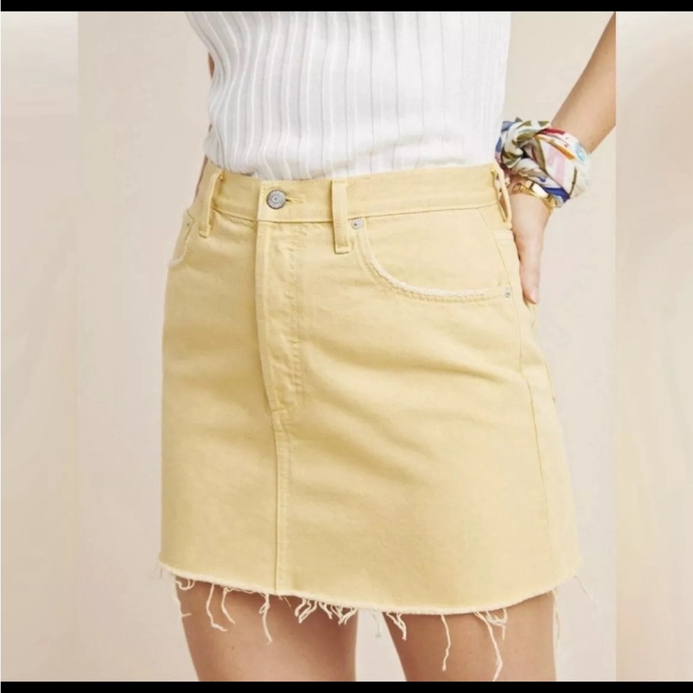 Women’s Anthropologie Boyish Corey Denim Mini Skirt Size 25 Yellow NWT